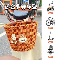 Electric Scooter Bicycle Front Storage Basket Woven Organizer for Motorcycles and Bikes, Universal Fit for Women