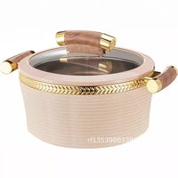 3-Piece Striped Gold Rim Insulated Food Warmer Set - 0.8L, 2.0L, 3.5L