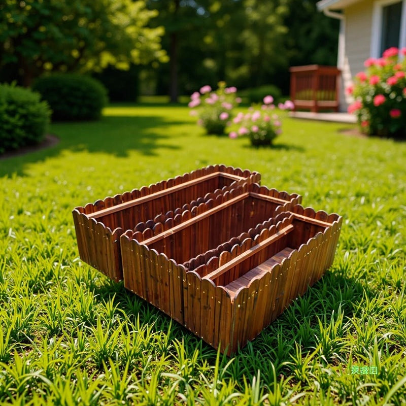 Rectangular Anti-Corrosion Wood Planter Box for Garden Patio Balcony Vegetable Planting Solid Wood Fence Planter Succulent Flower Trough
