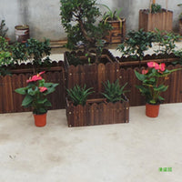 Rectangular Anti-Corrosion Wood Planter Box for Garden Patio Balcony Vegetable Planting Solid Wood Fence Planter Succulent Flower Trough