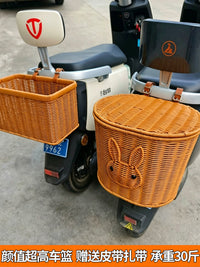 Electric Bicycle Rear Basket Scooter Tail Hanging Basket with Lid or Open Top for Pets Helmets Storage