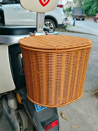 Electric Bicycle Rear Basket Scooter Tail Hanging Basket with Lid or Open Top for Pets Helmets Storage