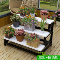 Indoor Balcony Trapezoidal Iron Art Flower Shop Multi-layer Succulent Flower Pot Ladder Floor Display Stand