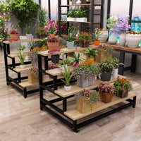 Indoor Balcony Trapezoidal Iron Art Flower Shop Multi-layer Succulent Flower Pot Ladder Floor Display Stand