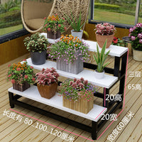 Indoor Balcony Trapezoidal Iron Art Flower Shop Multi-layer Succulent Flower Pot Ladder Floor Display Stand