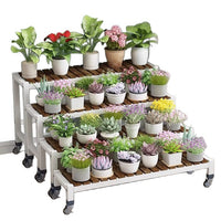 Wrought Iron Plant Stand Indoor Floor-Standing Multi-functional Mobile Storage Rack Green Plant Flower Pot Holder Balcony Combination Flower Stand