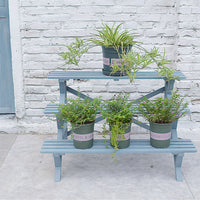 Tiered Solid Wood Plant Stand Mediterranean Style Balcony Garden Multi-layer Flower Pot Rack Outdoor Anti-corrosion