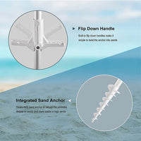 Outdoor Striped Beach Umbrella with Aluminum Pole, UV Protection, Double-Layer Oxford Fabric, and Spiral Ground Anchor