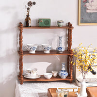 Vintage Solid Wood Retro Desktop Multi-layer Storage Shelf Decorative Corner Living Room Floor Flower Stand Display Rack
