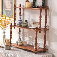 Vintage Solid Wood Retro Desktop Multi-layer Storage Shelf Decorative Corner Living Room Floor Flower Stand Display Rack