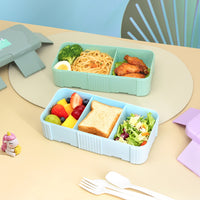FCM Microwaveable 2-Compartment Plastic Lunch Box - Thickened Outdoor Bento Box for Fruit and Salad