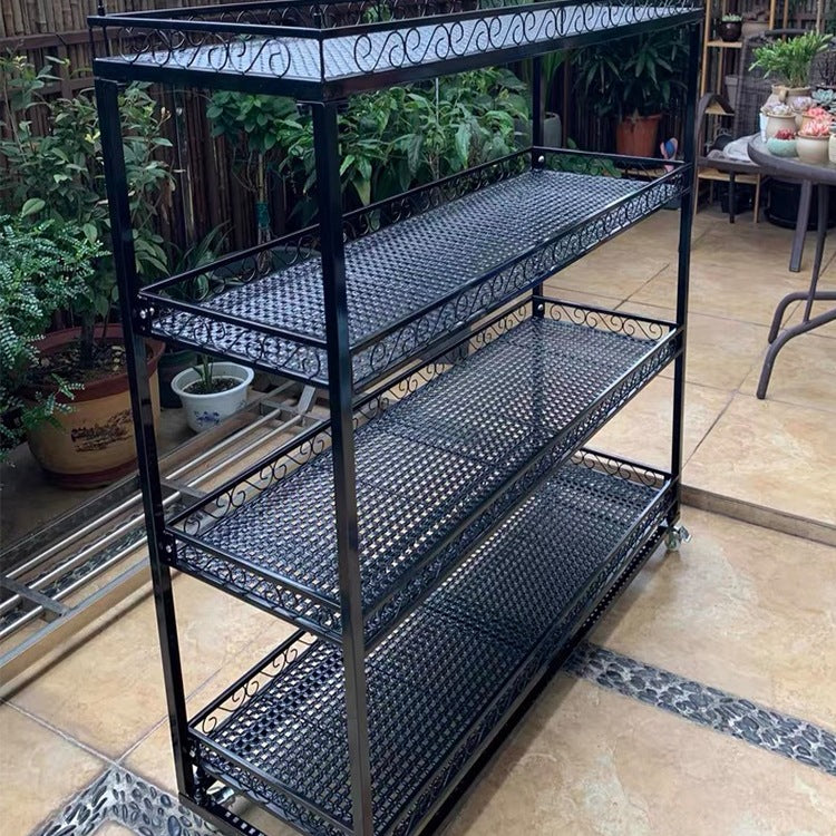 Multi-layer Movable Plant Stand with Wheels for Succulents and Indoor Plants, Grow Light Compatible, Black