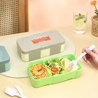 FCM Microwaveable 2-Compartment Plastic Lunch Box - Thickened Outdoor Bento Box for Fruit and Salad