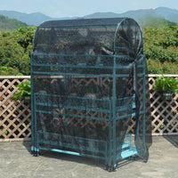 Multi-layer Iron Art Succulent Plant Stand with Wheels and Rain Cover for Balcony Patio Indoor Outdoor