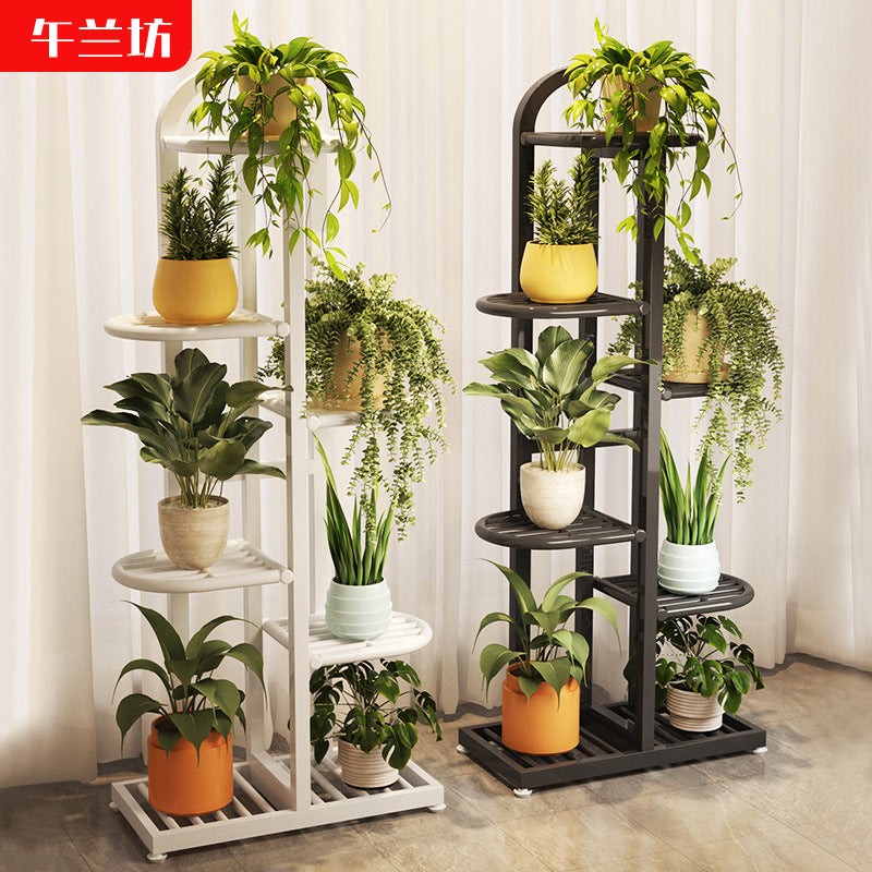 Multi-Tier Metal Plant Stand for Indoor and Balcony, Iron Art Flower Pot Holder for Living Room Green Radish Plants