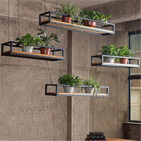 American Country Style Iron Art Solid Wood Hanging Shelf for Bar Cafe Multi-layer Decorative Flower Rack