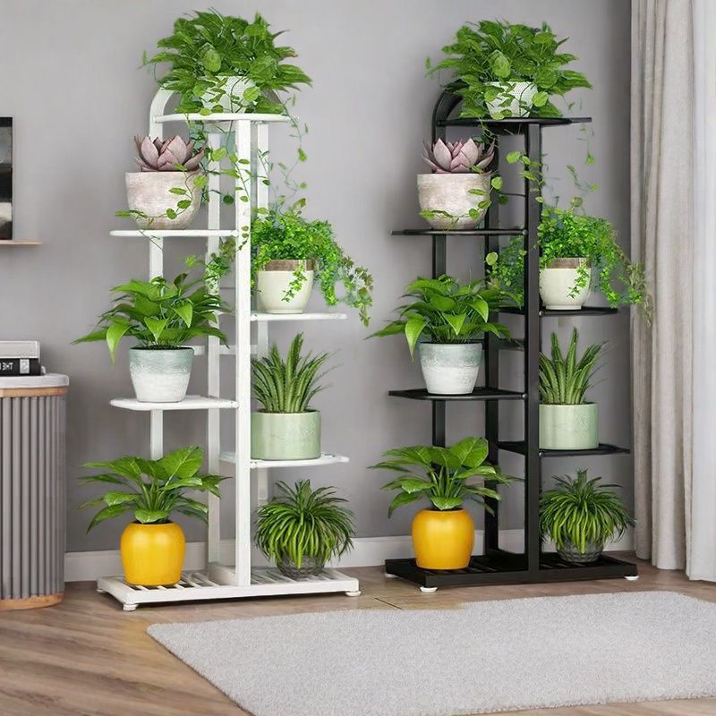 Wrought Iron Plant Stand Multi-Tiered Floor-Standing Flower Pot Rack for Indoor Outdoor Living Room Balcony Succulents and Greenery