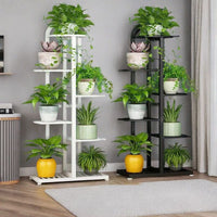 Wrought Iron Plant Stand Multi-Tiered Floor-Standing Flower Pot Rack for Indoor Outdoor Living Room Balcony Succulents and Greenery