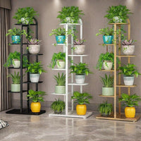 Wrought Iron Plant Stand Multi-Tiered Floor-Standing Flower Pot Rack for Indoor Outdoor Living Room Balcony Succulents and Greenery