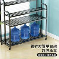 Multi-Tier Rolling Iron Art Plant Stand for Indoor Outdoor Use - Reinforced Ladder Design Flower Pot Rack