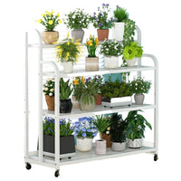 Multi-Tier Rolling Iron Art Plant Stand for Indoor Outdoor Use - Reinforced Ladder Design Flower Pot Rack