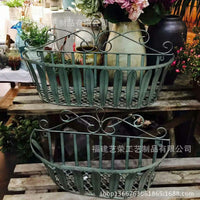 Wrought Iron Wall-Mounted Planter Rack, Minimalist Indoor Balcony Hanging Green Plant Shelf, Succulent Pot Storage Organizer