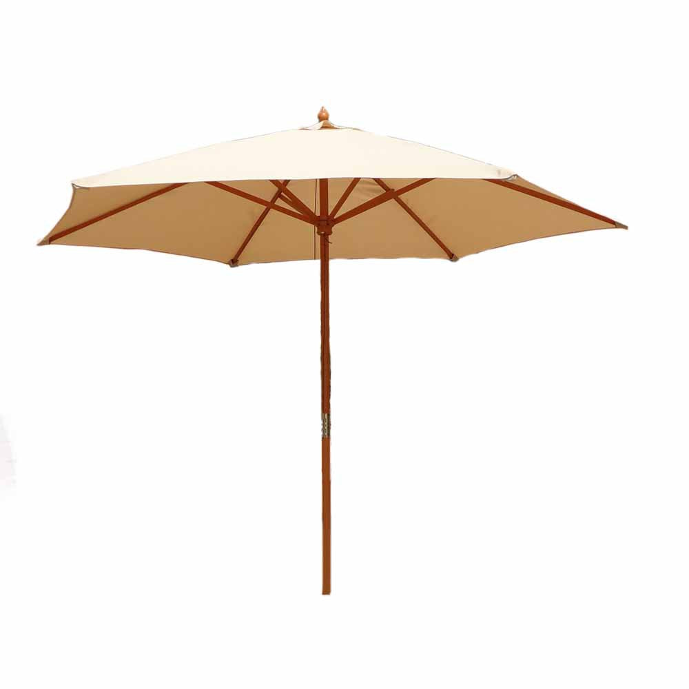 2.0m Patio Umbrella Balcony Umbrella UV Protection Sunshade UPF40+ Solid Wood Frame Outdoor Sun Umbrella