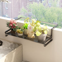 Balcony Hanging Flower Pot Rack Adjustable Iron Art Storage Shelf Succulent Plant Basket Railing Mounted Holder
