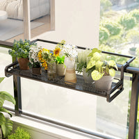 Balcony Hanging Flower Pot Rack Adjustable Iron Art Storage Shelf Succulent Plant Basket Railing Mounted Holder