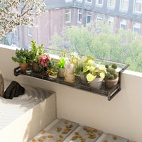 Balcony Hanging Flower Pot Rack Adjustable Iron Art Storage Shelf Succulent Plant Basket Railing Mounted Holder