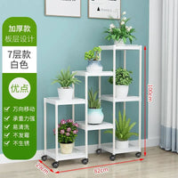 8-Tier Rolling Plant Stand with Wheels, Thickened Plastic Flower Pot Rack for Balcony Living Room, Nordic Simple Style