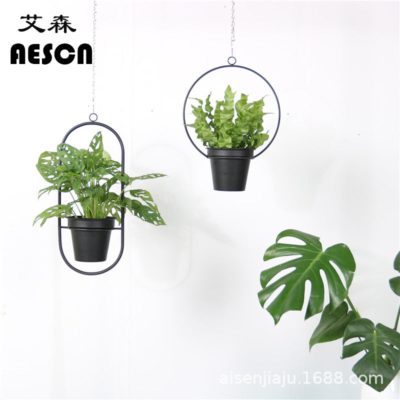Nordic Wall-Mounted Hanging Basket Set Iron Art Planter Rack Creative Modern Minimalist Wall Decor for Potted Plants