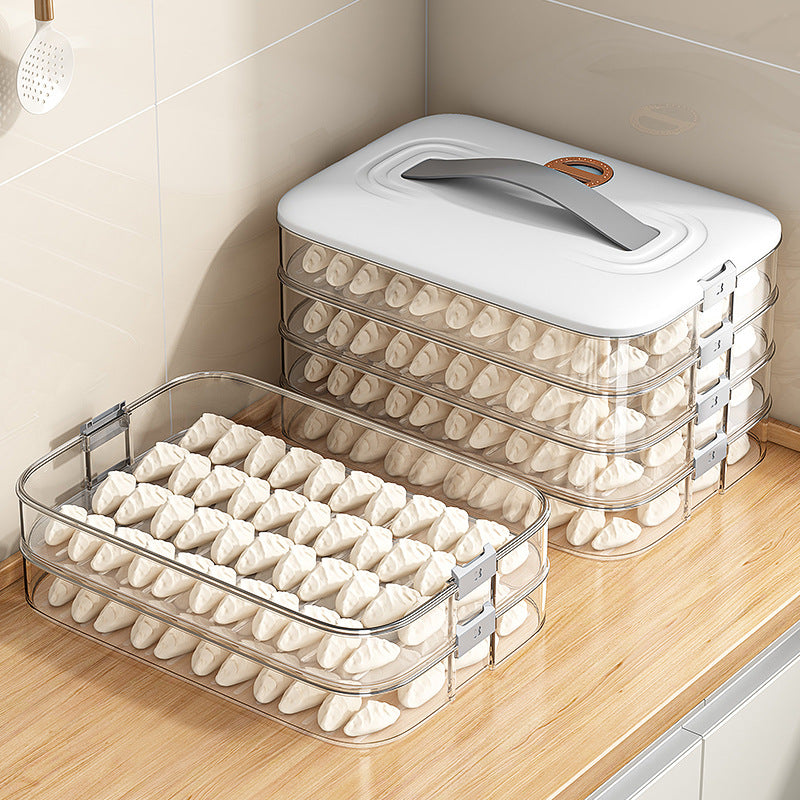 Dumpling Storage Container for Refrigerator Freezer, Food-Grade Noodle and Dumpling Fresh-Keeping Box with Lid