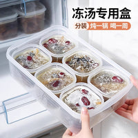 Simple Refrigerator Freezer Soup Storage Box Transparent Food Grade 6-Compartment Broth Freezing Container Kitchen Food Organizer