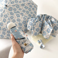 Cross-border 50% Off Floral Black Glue Folding Sunscreen Umbrella UV Protection Sunshade Rain Umbrella Portable Wholesale