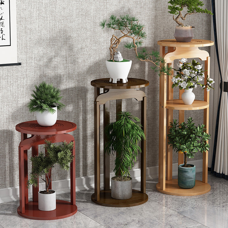 Indoor Floor-Standing Plant Stand New Chinese Style Solid Wood Display Shelf for Living Room TV Cabinet Side Green Dill Flower Pot Rack