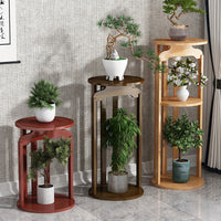 Indoor Floor-Standing Plant Stand New Chinese Style Solid Wood Display Shelf for Living Room TV Cabinet Side Green Dill Flower Pot Rack
