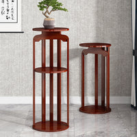 Indoor Floor-Standing Plant Stand New Chinese Style Solid Wood Display Shelf for Living Room TV Cabinet Side Green Dill Flower Pot Rack