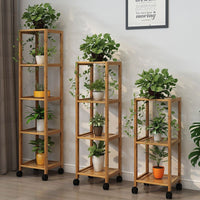 Simple Narrow Balcony Floor-Standing Flower Rack Multi-Tier Bamboo Plant Stand for Succulents and Greenery Home Decor