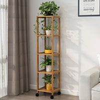 Simple Narrow Balcony Floor-Standing Flower Rack Multi-Tier Bamboo Plant Stand for Succulents and Greenery Home Decor