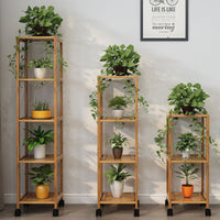 Simple Narrow Balcony Floor-Standing Flower Rack Multi-Tier Bamboo Plant Stand for Succulents and Greenery Home Decor