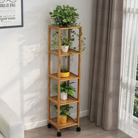 Simple Narrow Balcony Floor-Standing Flower Rack Multi-Tier Bamboo Plant Stand for Succulents and Greenery Home Decor