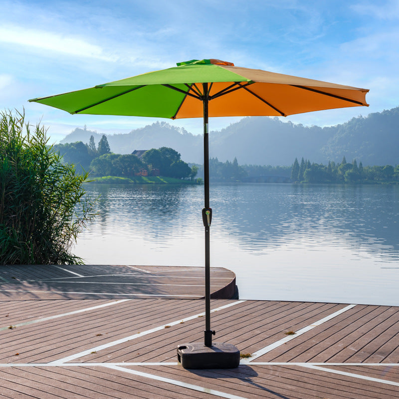 Outdoor Patio Beach Umbrella with Center Pole and Rainbow Color Design for Commercial and Residential Use