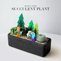 Desert Oasis Cactus Potted Plant Creative Succulent Office Living Room Desktop Greenery Gift with Watering Can