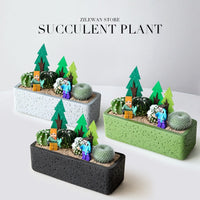 Desert Oasis Cactus Potted Plant Creative Succulent Office Living Room Desktop Greenery Gift with Watering Can