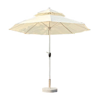 Outdoor Patio Umbrella with Hand Crank, Double-Tiered Aluminum Alloy Sunshade for Garden and Terrace