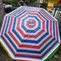 Large Outdoor Sunshade Umbrella for Stalls, Tricycles, and Patios - Durable Striped Fabric