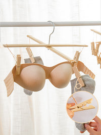 Vintage Bamboo Pants Hanger with 4 Clips, Non-Slip Wooden Trousers Rack for Home Drying, Cross Bamboo Clothes Hanger