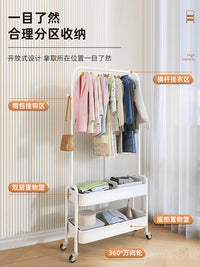 Quanfa Floor-Standing Garment Rack with Storage Shelves - Portable Bedroom Clothes Hanger for Dorms and Home Use