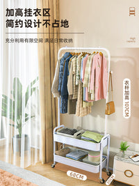 Quanfa Floor-Standing Garment Rack with Storage Shelves - Portable Bedroom Clothes Hanger for Dorms and Home Use